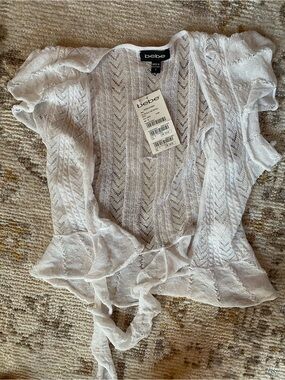 bebe White Knit Tie-Front Camisole